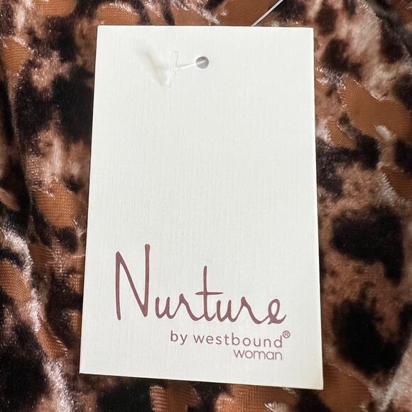 Nurture by Westbound Womens Tunic 2X Brown Animal Print Velvet Long Sleeve - Picture 7 of 8